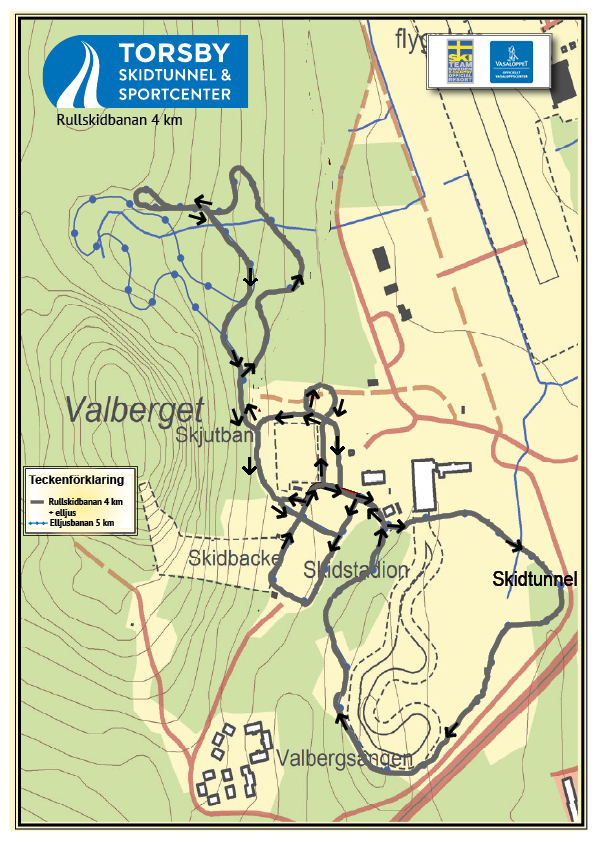 Bilden visar en karta över rullskidbanan i Valberget. 